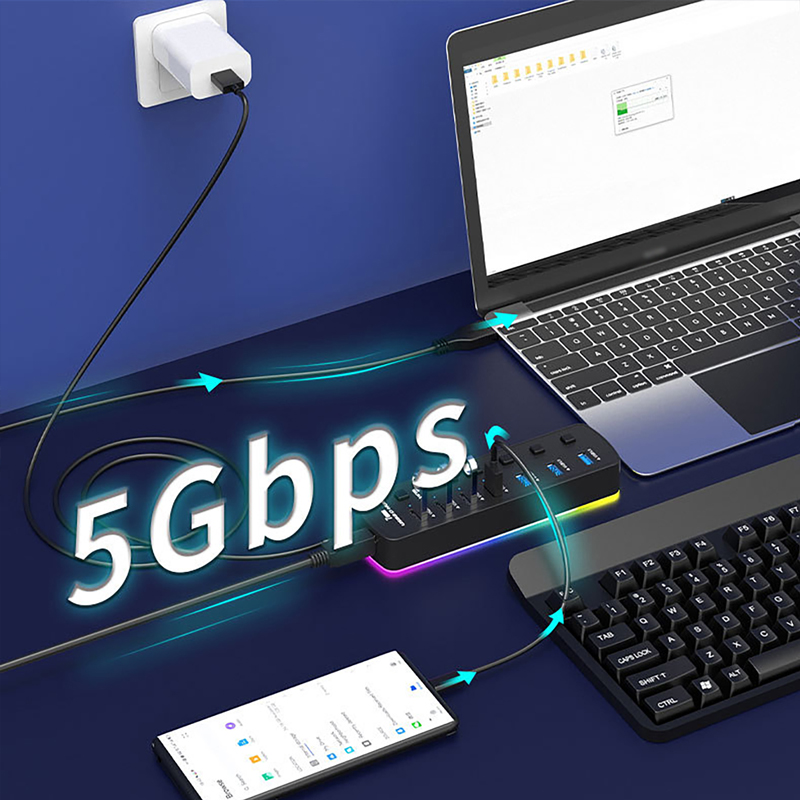 5Gbps High Speed Transfer 7 Po - огляд і ціна Usb Hub Gaming