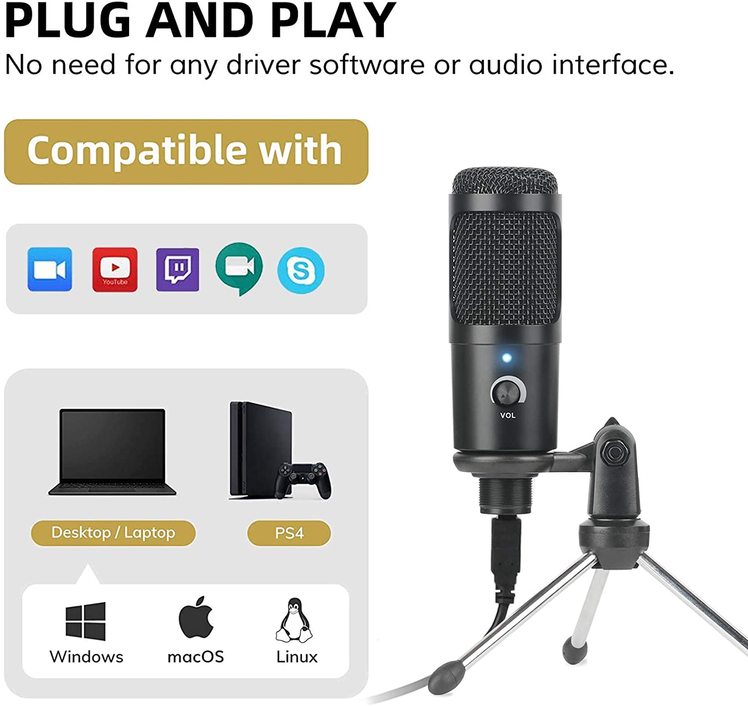 USB Condenser Microphone Recor - огляд і ціна Pc Gaming Youtuber