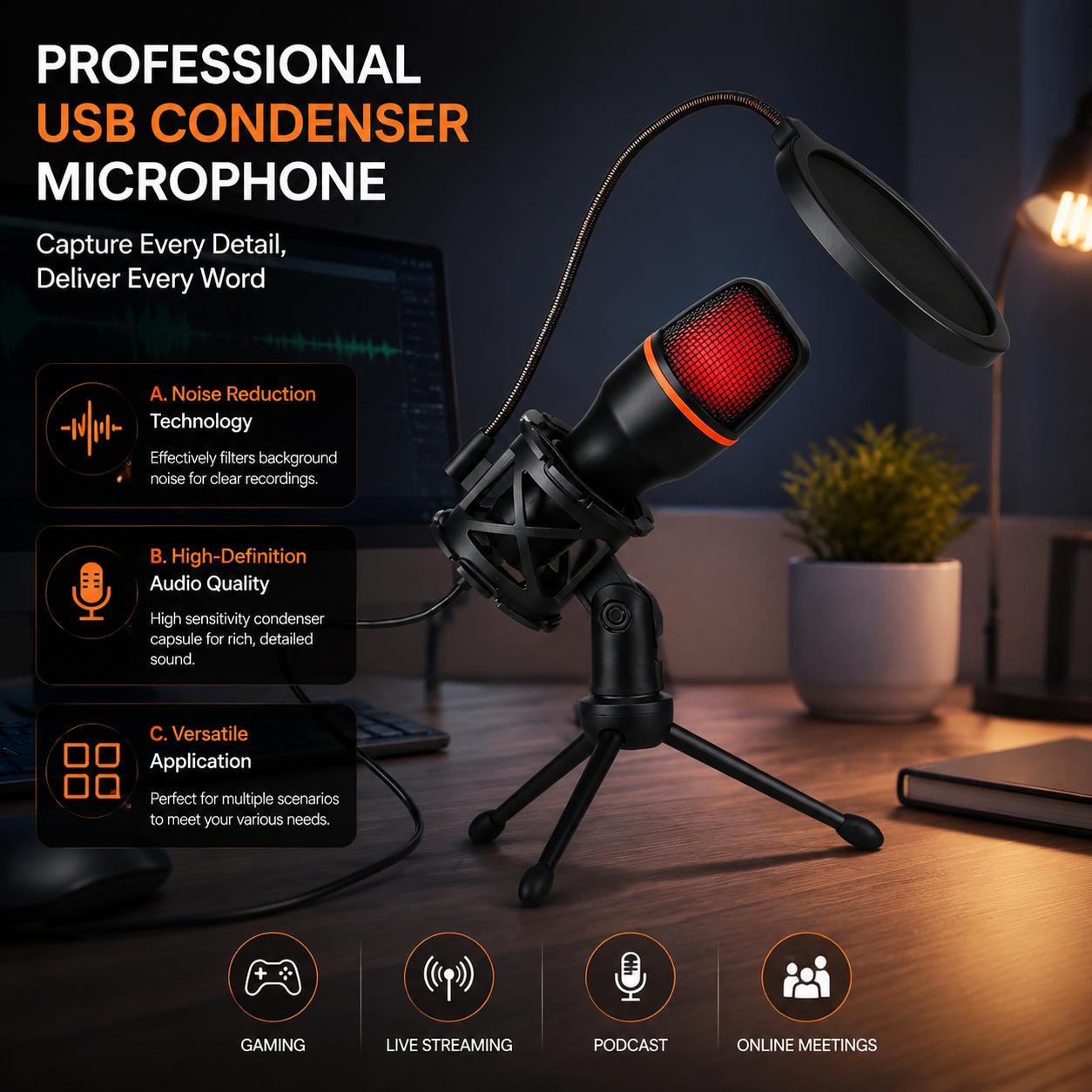 Professional Condenser Microph - огляд і ціна Pc Gaming Youtuber