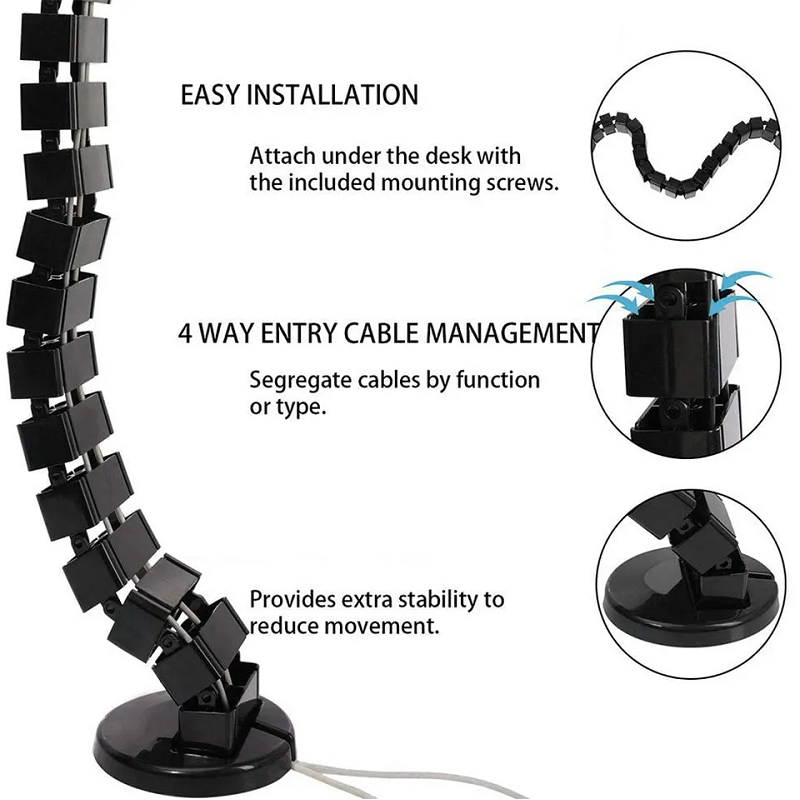 Wire Spine Cable Sleeve Under  - огляд і ціна Desk Cable Organizer